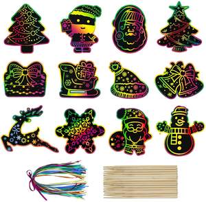Scratch <b>Art</b> Paper DIY Rainbow Colour Graffiti Scratch Cards Set with Stencil - Product Image 6