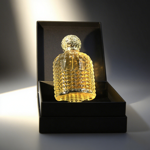 Flacon de parfum en verre transparent doré, type ananas, vide, 30 ml, 50 ml, 100 ml, avec boîte - Product Image 1