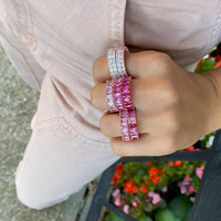 Gemnel Nouveau Plaqué or 14k Bijouterie artificielle baguette arc-en-ciel Bagues d'éternité