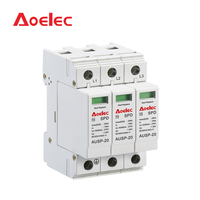 Dispositif de protection contre les surtensions modulaire Aoelec AUSP-20 pour rail DIN (SPD) 3P certifié CE IP20 10kA avec boîtier PA66 résistant au feu