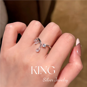 King Silver Jewelry Tassel <b>Ring</b> S925 Sterling Silver Gold Plated <b>Crystal</b> Rhinestone Cocktail <b>Ring</b> Women's Everyday Wear - Product Image 3