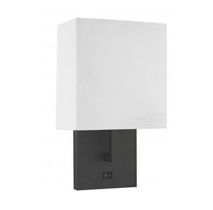 Round Linen off White Color Fabric Lampshade Wall <b>Lamp</b> with Chrome or Brushed Nickel Finished for <b>Bedside</b> Reading <b>Lamp</b> - Product Image 6