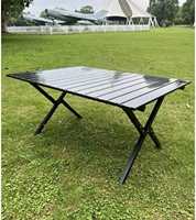 Table de pique-nique pliable et portable en acier au carbone thermolaqué, ultra-légère, disponible en plusieurs tailles, pour le camping en plein air