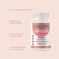 Capsules de collagène complexe multi-sources (types I et X) avec biotine, vitamine C et acide hyaluronique pour femmes adultes, sans gluten, marque privée OEM, pour la beauté