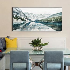 <span class=keywords><strong>Peinture</strong></span> sur toile de paysage naturel abstrait texturé 3D fait à la main à l'huile encadrée pour la décoration du salon, <span class=keywords><strong>montagne</strong></span> enneigée - Product Image 4