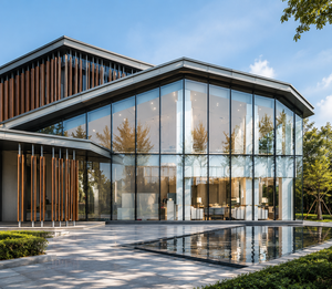 Système <span class=keywords><strong>de</strong></span> mur-rideau en aluminium à rupture <span class=keywords><strong>de</strong></span> pont thermique, double vitrage insonorisé et économe en énergie, façade pour bâtiment commercial sur mesure - Product Image 1