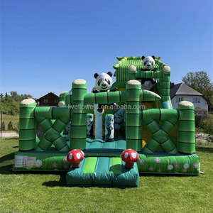 Château gonflable géant Panda World Garden pour enfants, avec toboggan et aire de jeux - Product Image 4