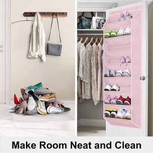 Over The Door <b>Shoe</b> Organizer 8 Compartments Pink Hanging <b>Shoe</b> Rack For Closet <b>Storage</b> - Product Image 6
