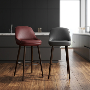 Wholesale Mid-Century Modern Velvet <b>Bar</b> <b>Stools</b> | Durable Eco-Friendly Upholstered Wooden High Chair for Apartment School Home - Product Image 2