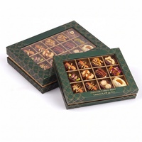 Boîte cadeau carrée rigide biodégradable de qualité supérieure pour desserts, emballage personnalisé pour dattes, coffrets cadeaux Ramadan avec fenêtre