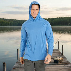 Camisa de Pesca Personalizada para Hombre, con Capucha, Manga Larga, Protección Solar UPF 50, Impermeable, 100% Poliéster, con Logotipo Termotransferible - Product Image 6
