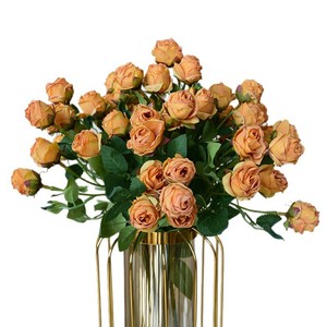 Oil <b>Painting</b> 5-head Mini Rose Burnt Edge Baked Edge Simulated <b>Vintage</b> Manor Decoration Home Floral Artist Artificial Flower Rose - Product Image 5