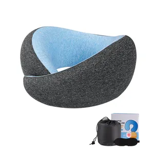 Memory Cotton U Shaped Pillow Airplane Travel With Eye Mask Customize Memory Foam Travel Neck Pillow For Airplane Car Use