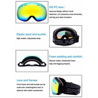 Masque de ski avec protection UV400, lunettes de snowboard anti-buée, verres polarisés, masque de sport pour la neige, lunettes de sécurité pour le ski OEM, logo personnalisé
