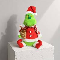 Elfe de Noël vert chantant et dansant, poupée en peluche moderne, sac cadeau bonbons, fonctionnant sur piles, ornement de table de Noël pour salon