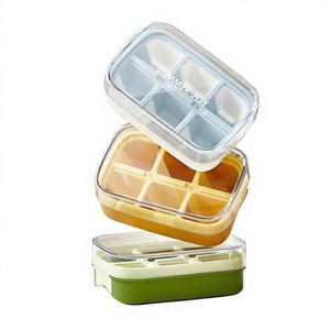 แม่พิมพ์ถาดซิลิโคนทรงสี่เหลี่ยมเล็กแบบซ้อนได้ ใช้ซ้ำได้ เกรดสำหรับอาหาร สำหรับทำน้ำผลไม้ - Product Image 1