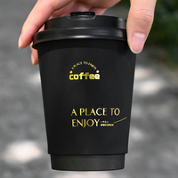 Gobelet en papier jetable pour café latte avec logo, pour boissons chaudes, à double paroi isolante, épaissi, pour thé Boba, biodégradable