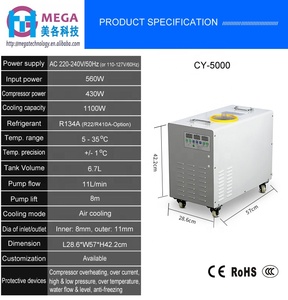 Refroidisseur de refroidissement par eau refroidi par air du fournisseur chinois 0.3HP 1100W CY5000 <span class=keywords><strong>CW5000</strong></span> pour équipement de refroidissement - Product Image 3