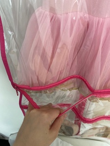 Bolsa de Ropa para Disfraces de Danza de PVC Transparente Personalizada de 37'' con Bolsillos para Identificación, Bolsa de Ropa para Disfraces de Danza Personalizada con Ribete <span class=keywords><strong>Rosa</strong></span> Intenso - Product Image 6