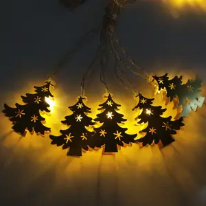 Warm Wit Gouden Kerstboom En Sneeuwvlok Led String Licht Met Batterij Ip44 Rated