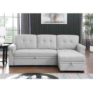 Sofá Cama en Forma de L de <span class=keywords><strong>Color</strong></span> Beige, 3 Plazas, con Cama Extraíble y Espacio de Almacenamiento, para Sala de Estar y Apartamento - Product Image 1