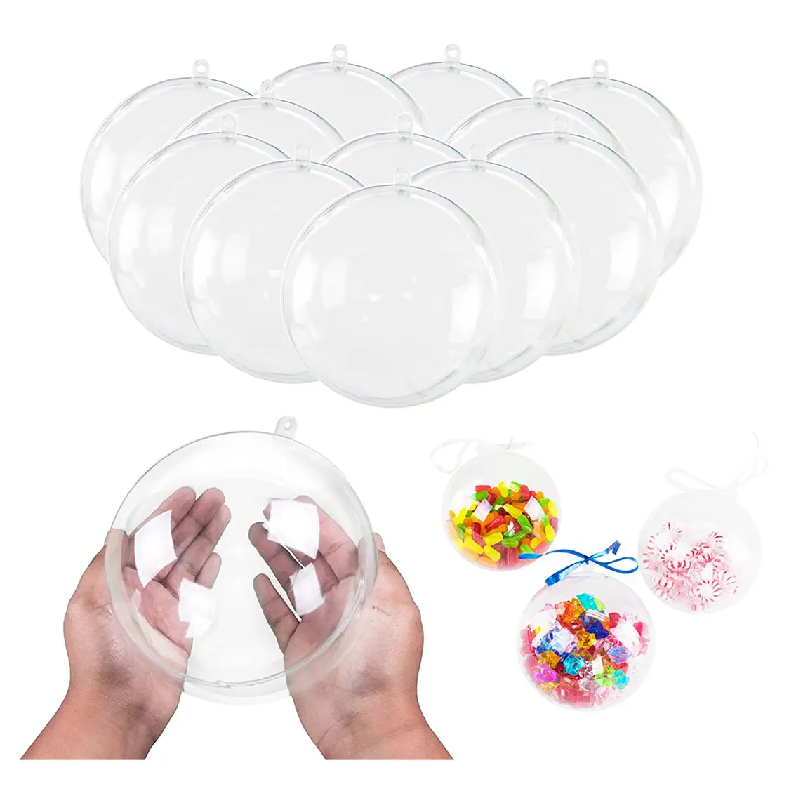10cm Clear Plastic Fillable Ornaments Ball Christmas Transparent Ball Plastic Sphere Ornament for Xmas Tree