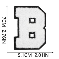 Patchs thermocollants décoratifs en chenille, lettres personnalisées blanches, noires et jaunes de 7 cm de haut pour vêtements