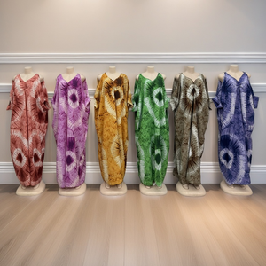 <span class=keywords><strong>Vestido</strong></span> holgado informal de verano con estampado transpirable, cuello en V, para mujeres musulmanas de Oriente Medio y África - Product Image 5