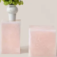 Stonekocc Personnalisé 40x40x40cm Rose Onyx Plinthe Marbre Meubles Table Basse pour Salon Décor Colonne Entrée Villa Hôtel