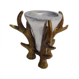 Bougeoir de style bois de cerf d'or en fonte d'aluminium bougeoir solide de belle qualité pour la décoration de Noël et de vacances - Product Image 1