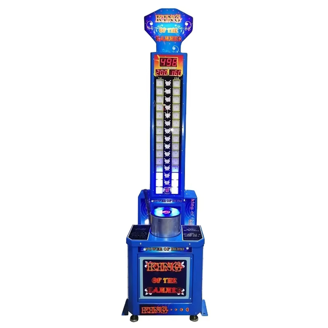 Coin Operated Arcade Game Machine Big Punch Hit Hammer King Hammer English LCD Screen 1-2 Players 300W for Indoor Game Centers