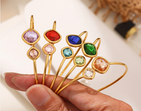 Brazaletes de moda Brazaletes de acero inoxidable chapados en oro de 18 quilates Pulsera abierta de cristal checo facetado súper brillante para hombres y mujeres