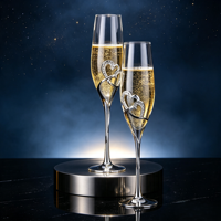 Flûtes à champagne élégantes en cristal avec strass, ensemble de coupes, souvenir de mariage, cadeau pour couple, fiançailles, Saint-Valentin