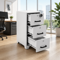 Armoire de classement métallique autoportante moderne, robuste, durable, écologique, à 3 tiroirs, avec serrure à clé, grande capacité, pour bureau commercial