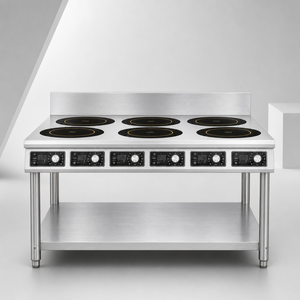 Versatile Six Head Layered Pot Stove with Large Capacity Storage Shelf Stainless Steel Electric Range for Hotel and Hospital Can - Product Image 1