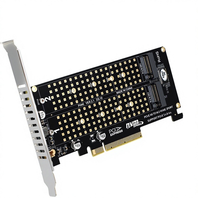 PCIe 4.0 X8 Dual Disk NVMe M.2 MKEY SSD RAID Array Expansion Adapter Split Card Model
