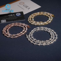 Bracelet Chaîne Tennis Unisexe en Argent Sterling 925, Moissanite VVS Ronde Taille Brillant 3mm, Style Hip Hop, Certifié Testeur de Diamant
