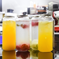 Bouteilles en plastique PET OEM avec logo, canettes transparentes de haute qualité pour boissons gazeuses avec couvercles en aluminium