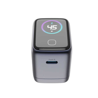 Chargeur rapide mini GaN 45W avec écran intelligent IA et adaptateur de voyage UK pour appareil photo, téléphone, tablette (QC3.0/PD3.0)