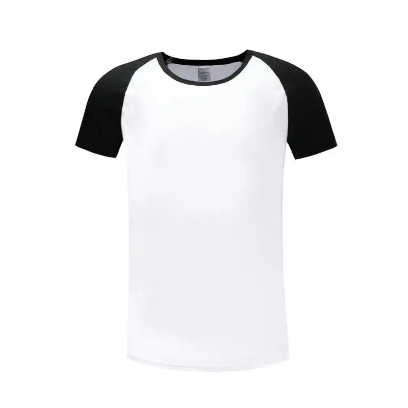 O-neck Cotton Feel Sublimation Polyester Adult T shirt With Shoulder Color For Advertising