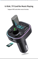 Émetteur FM sans fil BT5.4 USB-A USB-C 15W pour voiture avec chargeur MP3, 7 couleurs LED, appels mains libres et lecteur USB