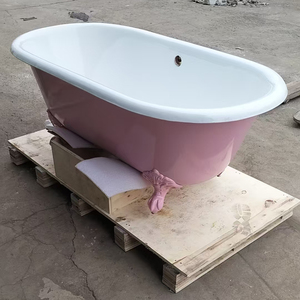 <span class=keywords><strong>Bañera</strong></span> de hierro fundido independiente de doble extremo con diseño tradicional <span class=keywords><strong>Princess</strong></span> Pink de 1530 mm de largo para baños pequeños - Product Image 2
