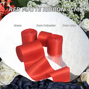 Ruban en satin tissé double face rouge joyeux, écologique, mat, 100 % polyester, 4 cm, de Neelkamal Industries, pour robe de mariée (vente en gros) - Product Image 2