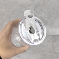 Haute qualité acrylique 24oz Double paroi voyage boule à neige tasse à café en plastique clair paillettes culbutage trou bouchon avec couvercle et paille