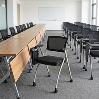 Chaise de réception et de conférence empilable en plastique avec dossier en maille respirante, confortable, pour bureau, visiteur, école, hôtellerie et salle de réception