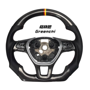 Volante Deportivo Gelinchi para <span class=keywords><strong>Volkswagen</strong></span> <span class=keywords><strong>Golf</strong></span> 7 MK7 <span class=keywords><strong>GTI</strong></span> POLO Passat, Forma de D, 35 mm, Fibra de Carbono y Cuero, 3.5 kg, 2 Radios - Product Image 1