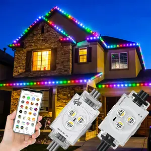 Luzes LED pixel para exterior de casa, luzes exteriores permanentes ip68 de 30 mm, decoração de natal, luz pixel 48V rgbw