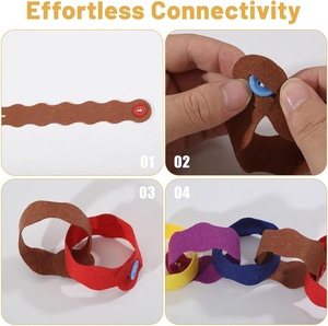 Paquete de 30 Cadenas de Botones en Forma de Ola, Cadenas de Fieltro Coloridas con Broches a Presión, Guirnalda para Decoración del Hogar, <span class=keywords><strong>Navidad</strong></span>, Cumpleaños, Aniversario, Fiesta - Product Image 3