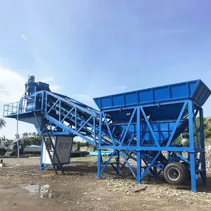 Misturador De Reboque Seco Automático Portátil 60m3 Mistura Pronto Pequenas Plantas De Mistura Planta De Concreto Móvel Preço Custo Para Venda