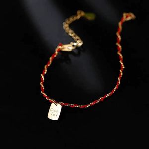 FY-0189 Pulsera Goodluck English para niñas, Plata de ley S925 bañada en platino, con hilo rojo trenzado y diseño de <span class=keywords><strong>corte</strong></span> princesa, estilo Bosque Fresco y Limpio - Product Image 1